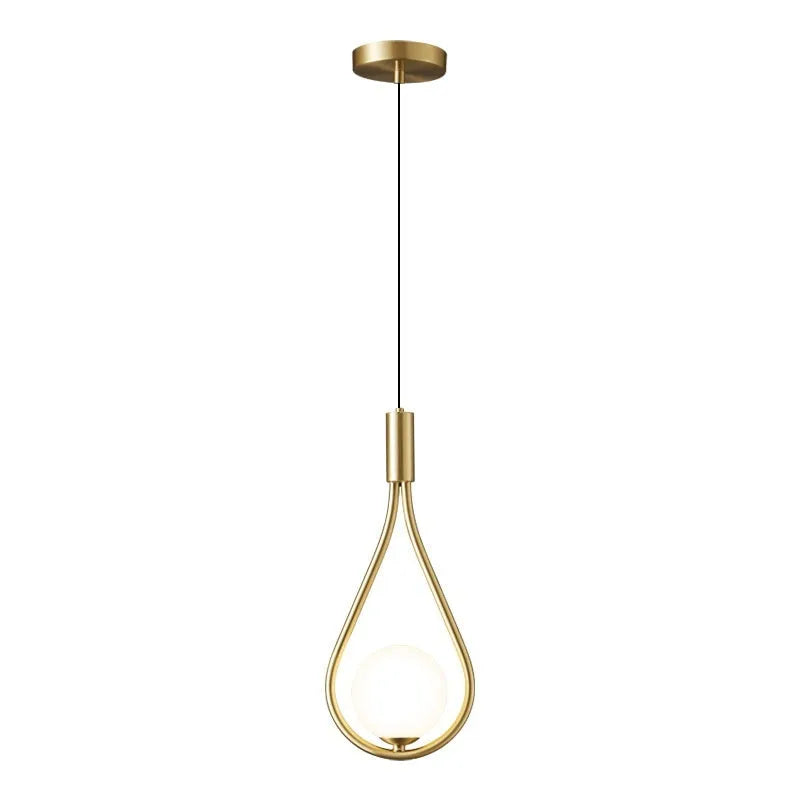 Modern copper bedside chandelier with honeycomb glass cover for bedroom ambient lighting