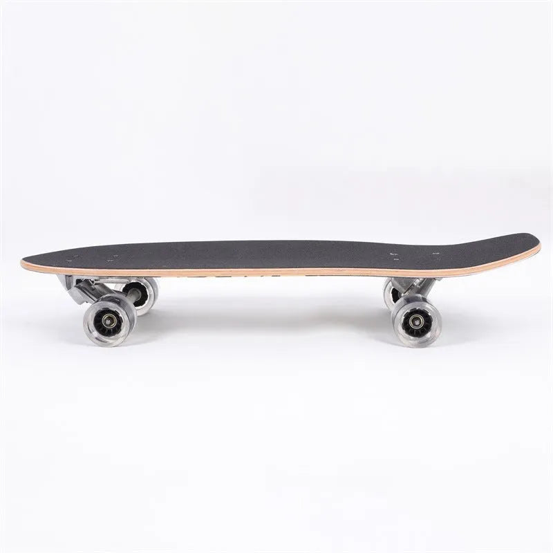 White 31-inch wooden street scooter with maple deck for adult urban riding.