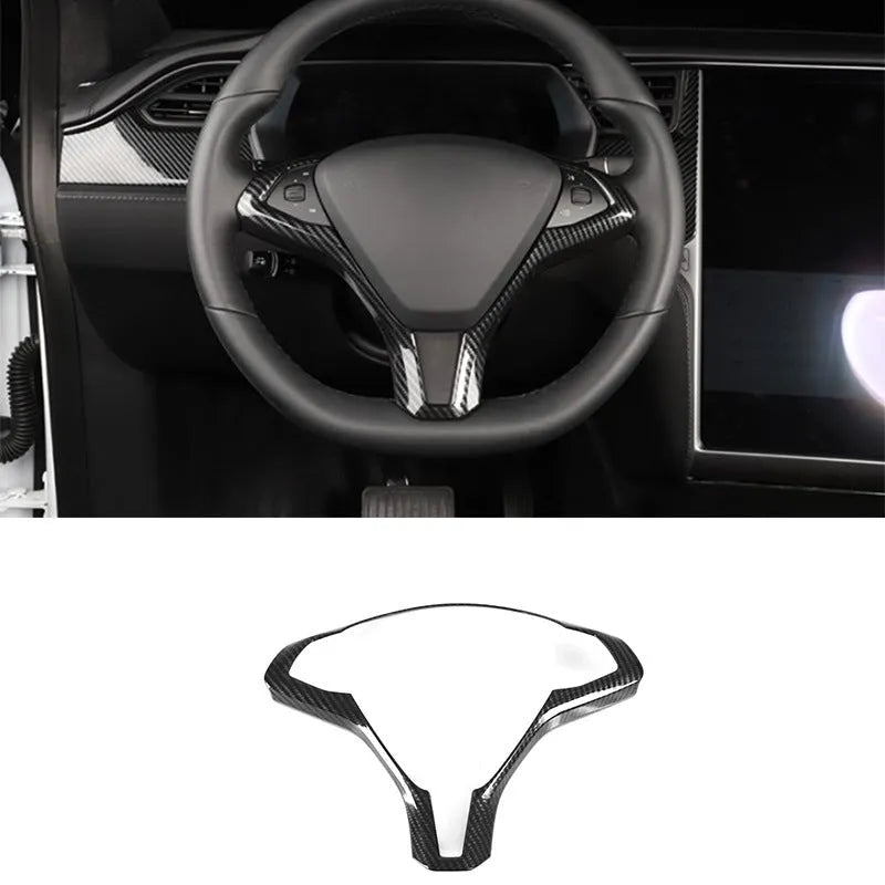 Tesla Model S steering wheel decorative frame in carbon fibre colour made from ABS plastic