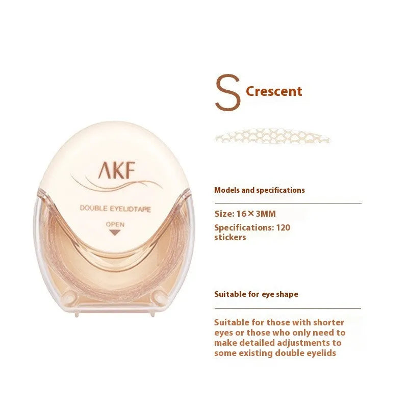 Roll of transparent lace-patterned double eyelid stickers for creating a natural eyelid crease.