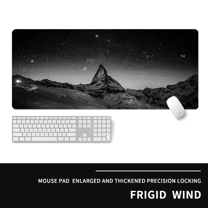 Oversized gaming mouse pad with extended surface for keyboard and mouse on desk