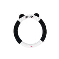 Plush winter steering wheel cover with rabbit fur embroidered cartoon designs in 38cm diameter