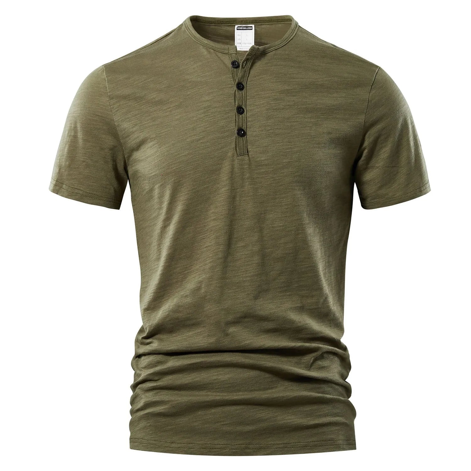 Men's slub cotton short sleeve T-shirt in solid colour with British style casual design