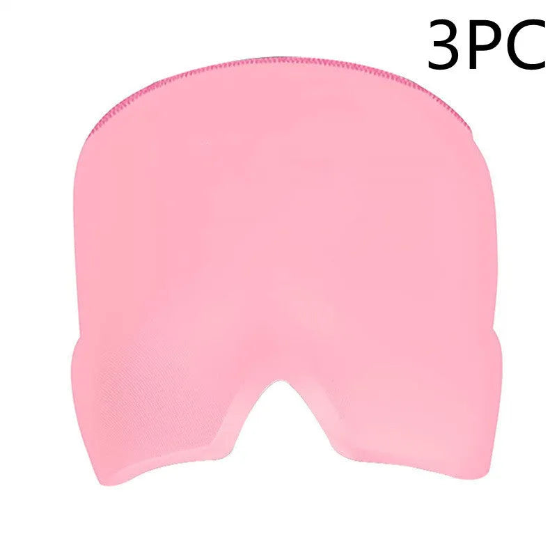 Black elastic cloth gel eye mask for headache relief with adjustable headband