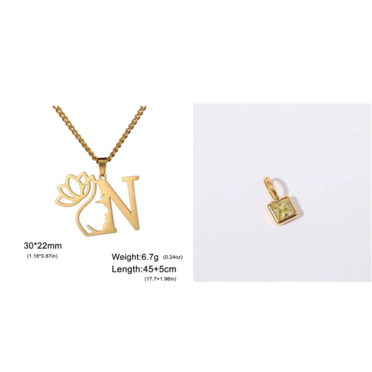 Stainless steel cross chain necklace with single pendant in gold or silver colour