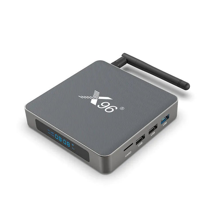 RK3566 Android smart voice set-top box with remote control, HDMI cable, and power adapter.
