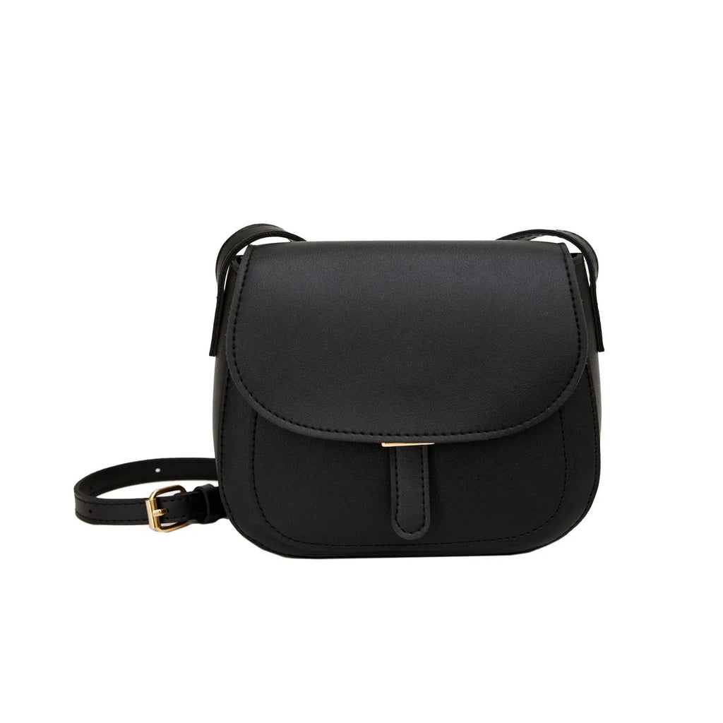 Women's small square PU crossbody bag in brown, horizontal shape, urban simplicity style