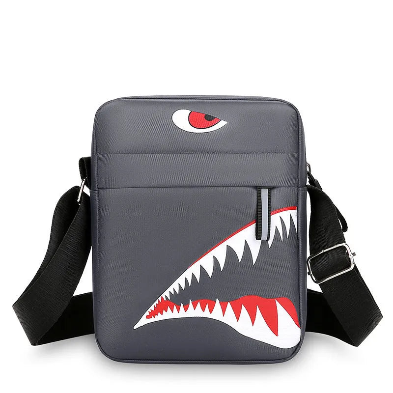 Men's small casual shoulder crossbody bag in Oxford cloth with animal print design