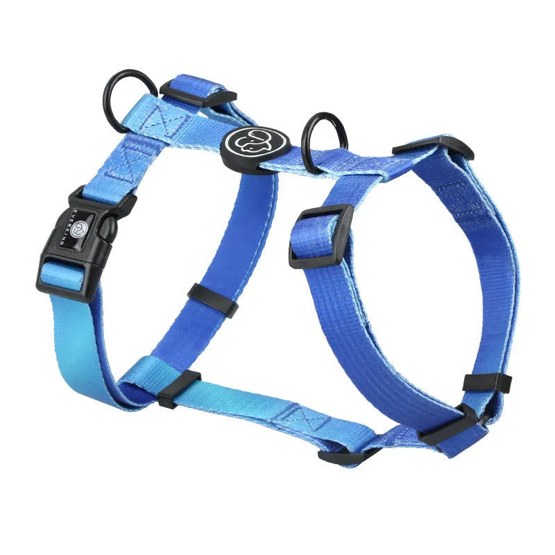 Gradient colour pet harness with adjustable chest strap in four pattern options