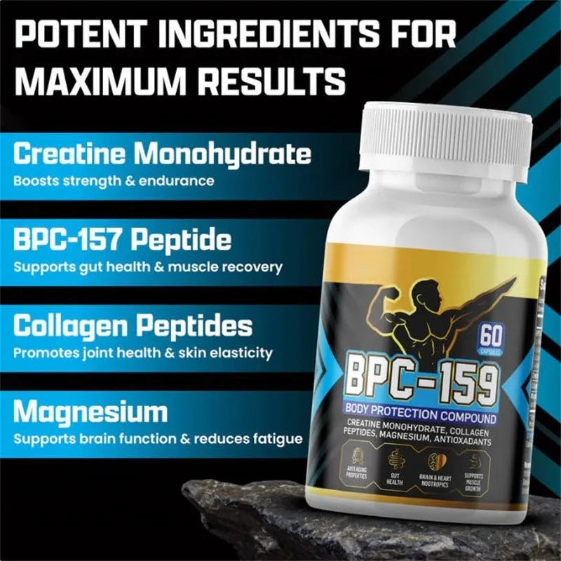Body energy supplement capsules bottle with natural ingredients for nutritional support
