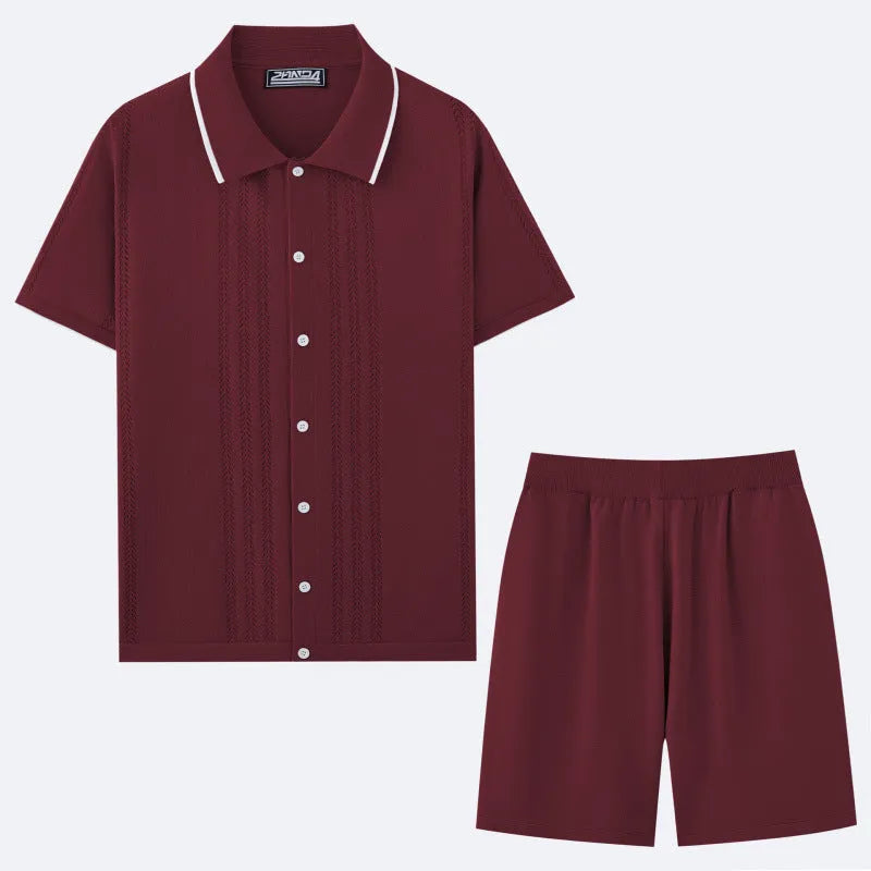 Business casual Tencel two-piece set with short sleeve top and matching shorts in multiple colour options