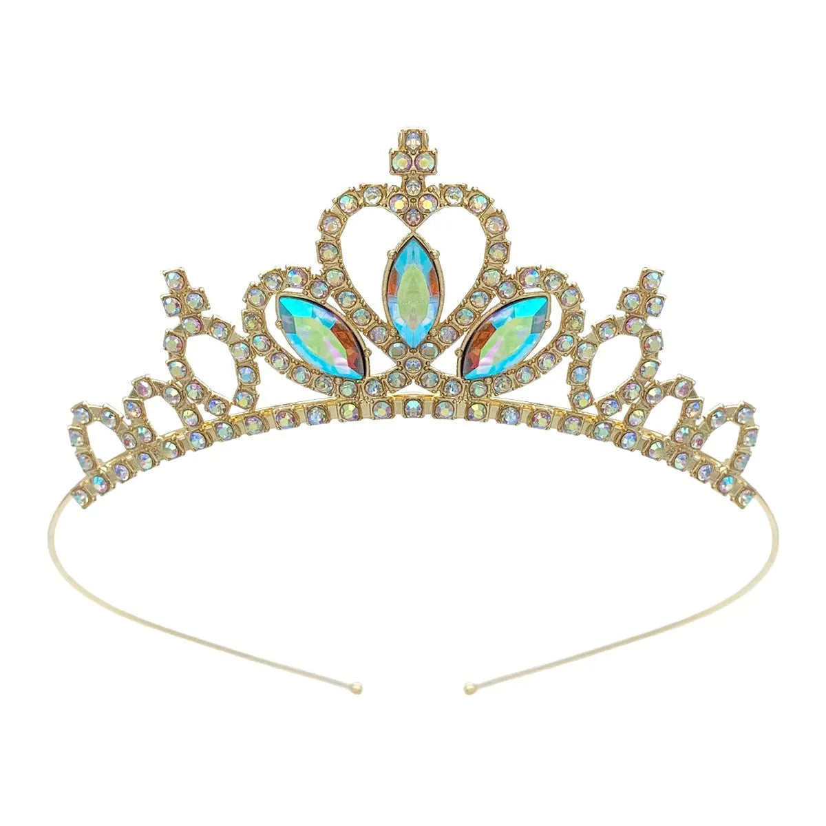 Girl's alloy princess crown with electroplated finish and crystal diamond decorations