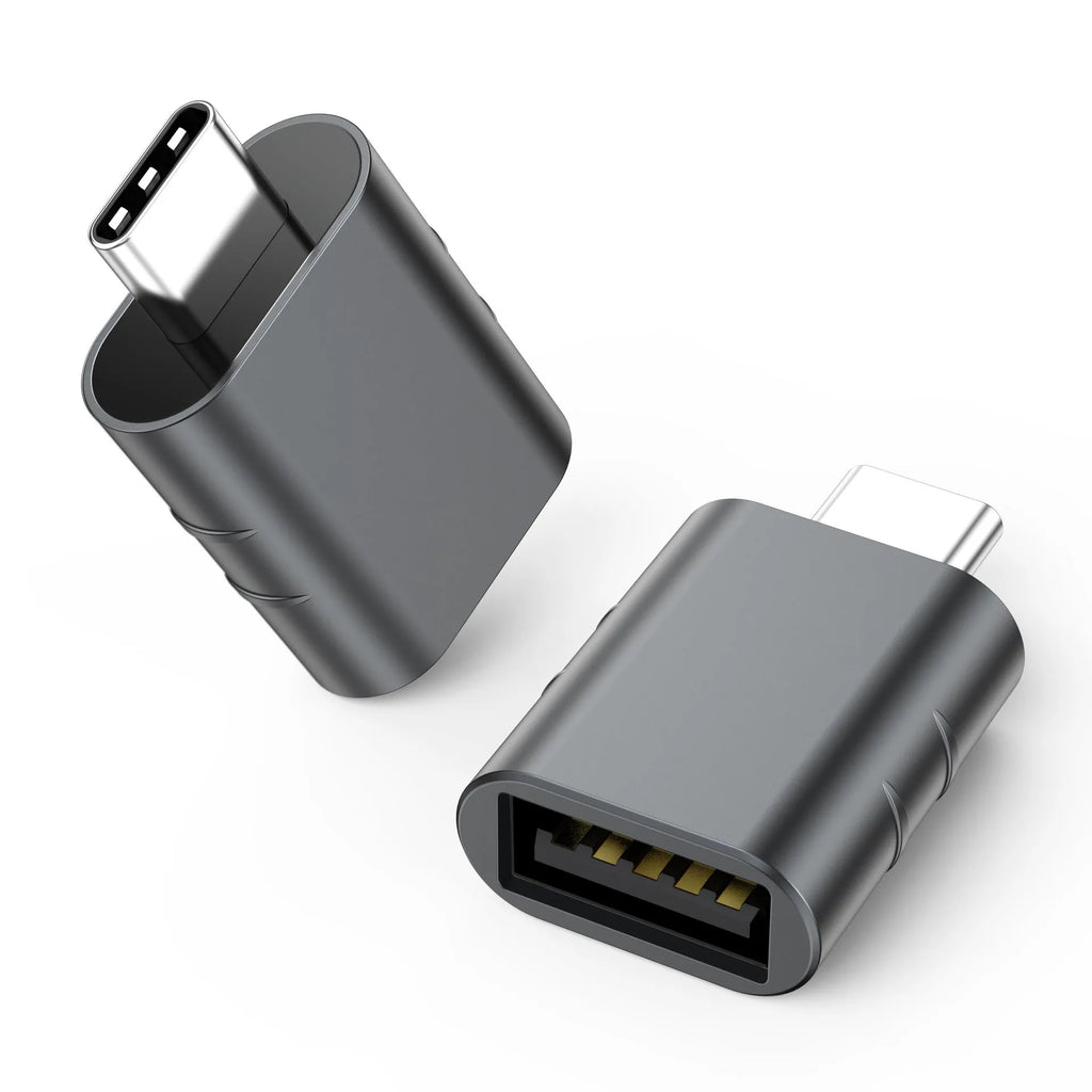 USB-C to USB-A converter adapter with metallic zinc alloy shell in multiple colour options