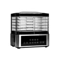 Silver stainless steel fruit dehydrator food dryer with temperature control dial and 14L capacity