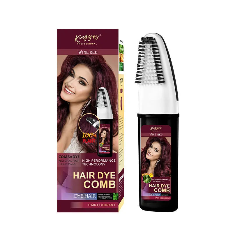 Permanent hair dye kit 200ML tube with applicator comb in Brown, Wine Red, or Dark Brown shades.