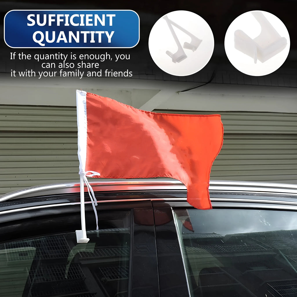 White PP plastic car window flag pole holder set with 10 pieces for vehicle mounting