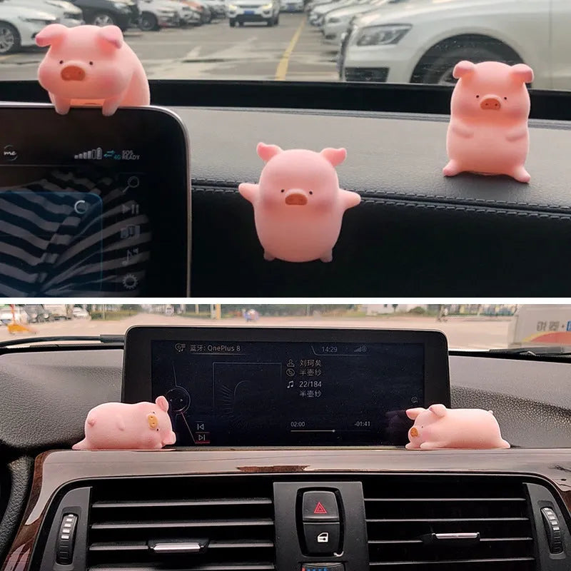 Cartoon pig figurine car dashboard ornament made from resin in various style options