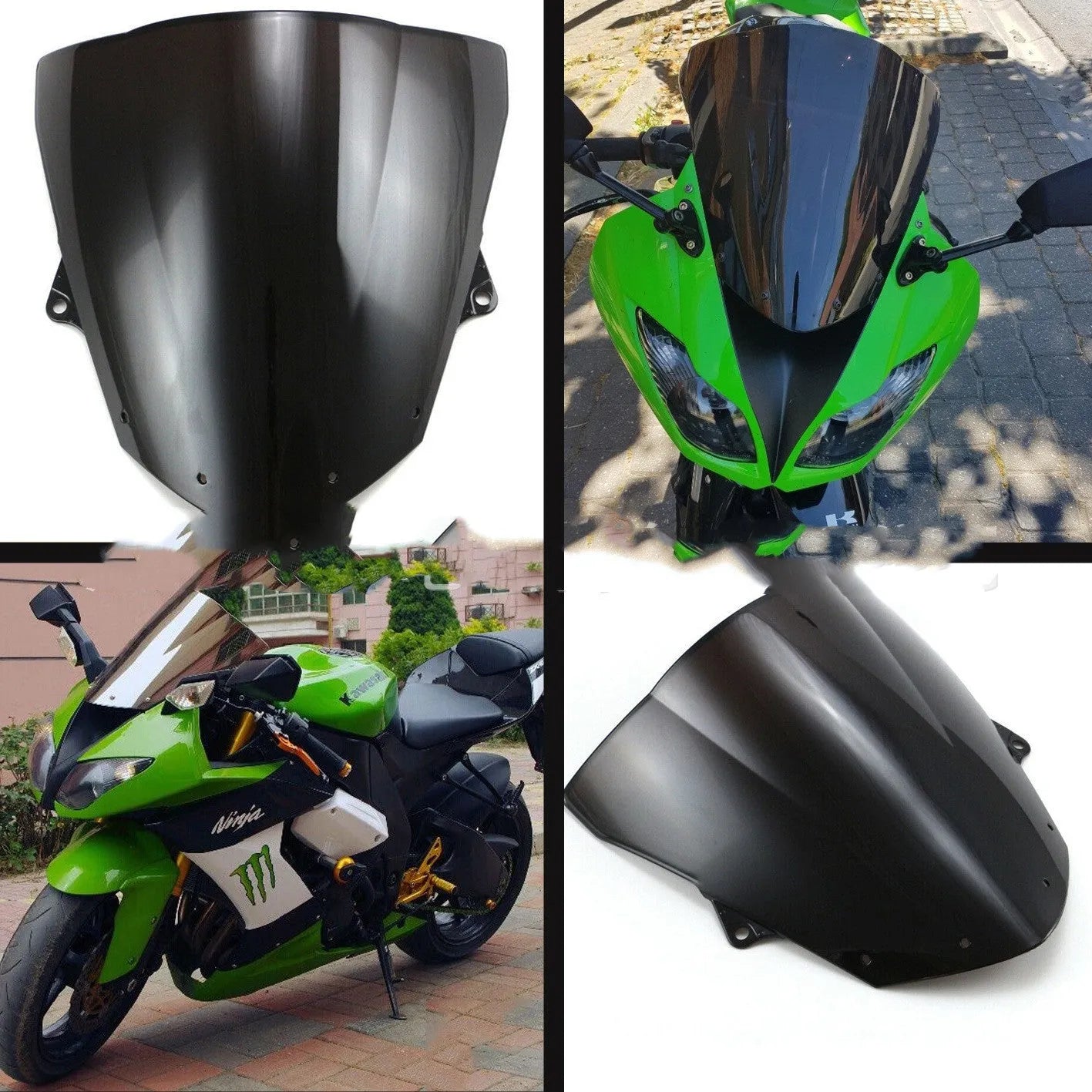 Replacement acrylic motorcycle windscreen for Kawasaki ZX-6R and ZX-10R in blue and brown tint options