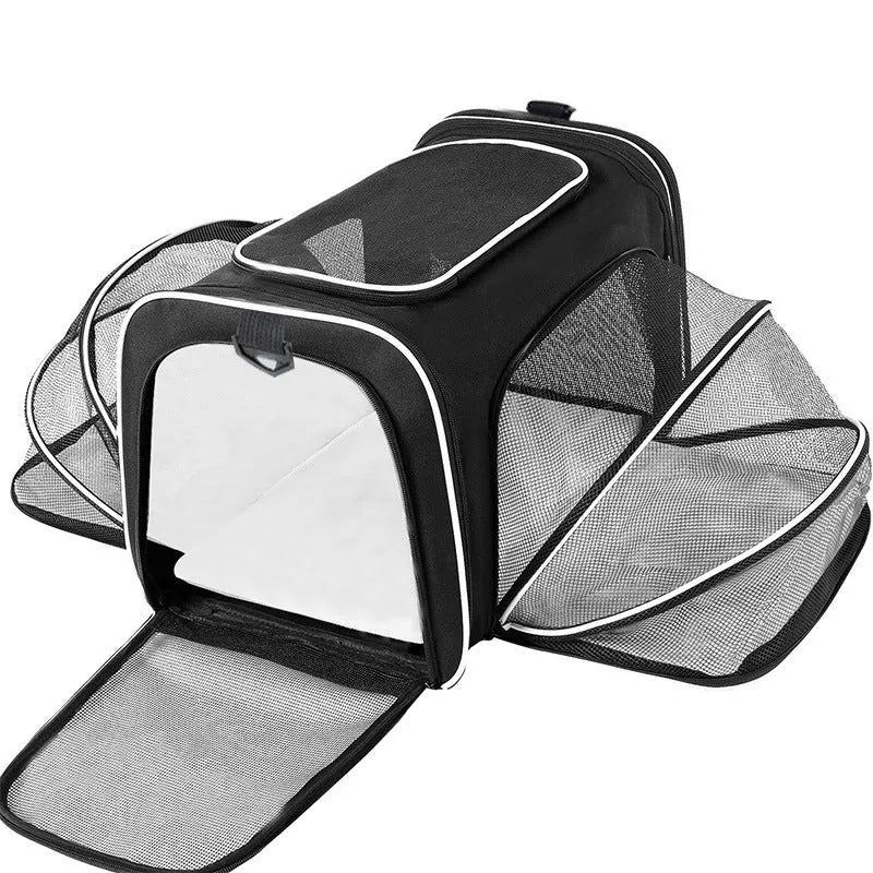 600D cation fabric cat carrier bag in large or small size with piping detailing