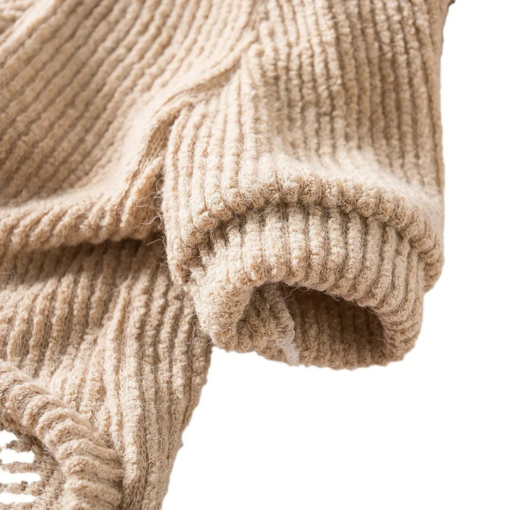 Brown cloth sweater pullover for small dog breeds on mannequin showing casual style pet clothing