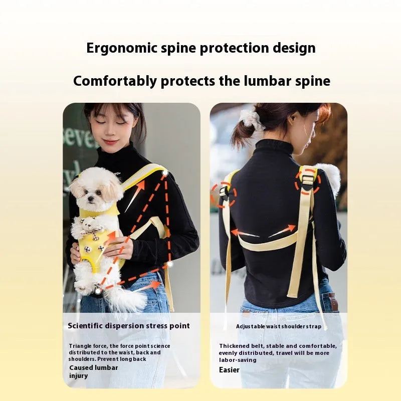 Cartoon animal pattern cat chest carrier bag with soft canvas material in multiple sizes