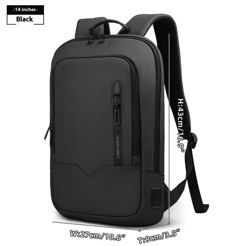 Lightweight polyester commuter backpack with USB port in olive green colour