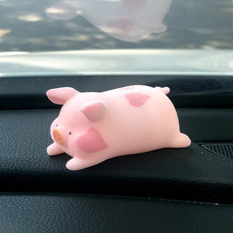 Cartoon pig figurine car dashboard ornament made from resin in various style options