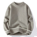 Men's loose fit round neck sweater in chemical fibre blend fabric for autumn casual wear