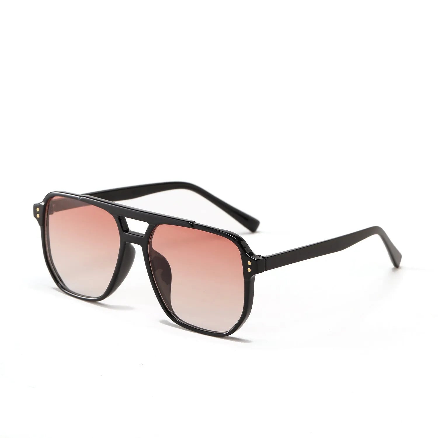Women's square double beam fashion sunglasses with UV400 protection in light tea colour