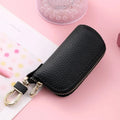 Men's simple key ring case in black waterproof PU material with key ring attachment