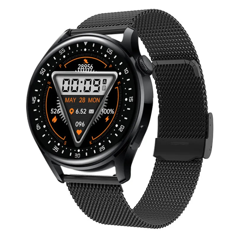 Smart health monitoring watch with 1.32 inch screen on silicone wristband in leather finish