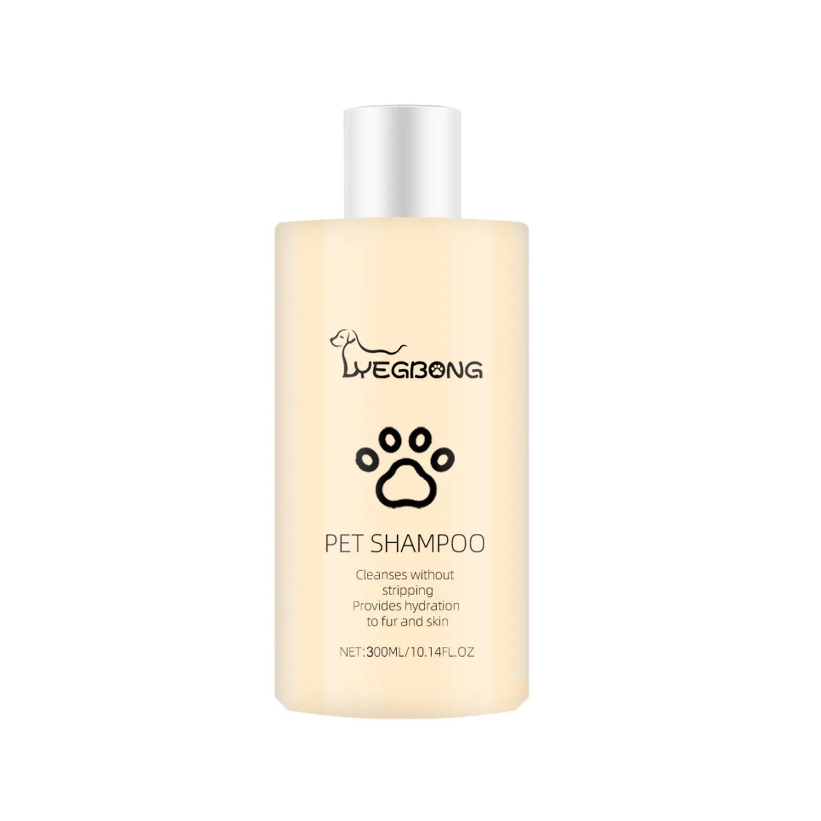 Bottle of mild pet shampoo for dogs in 100ml or 300ml size.