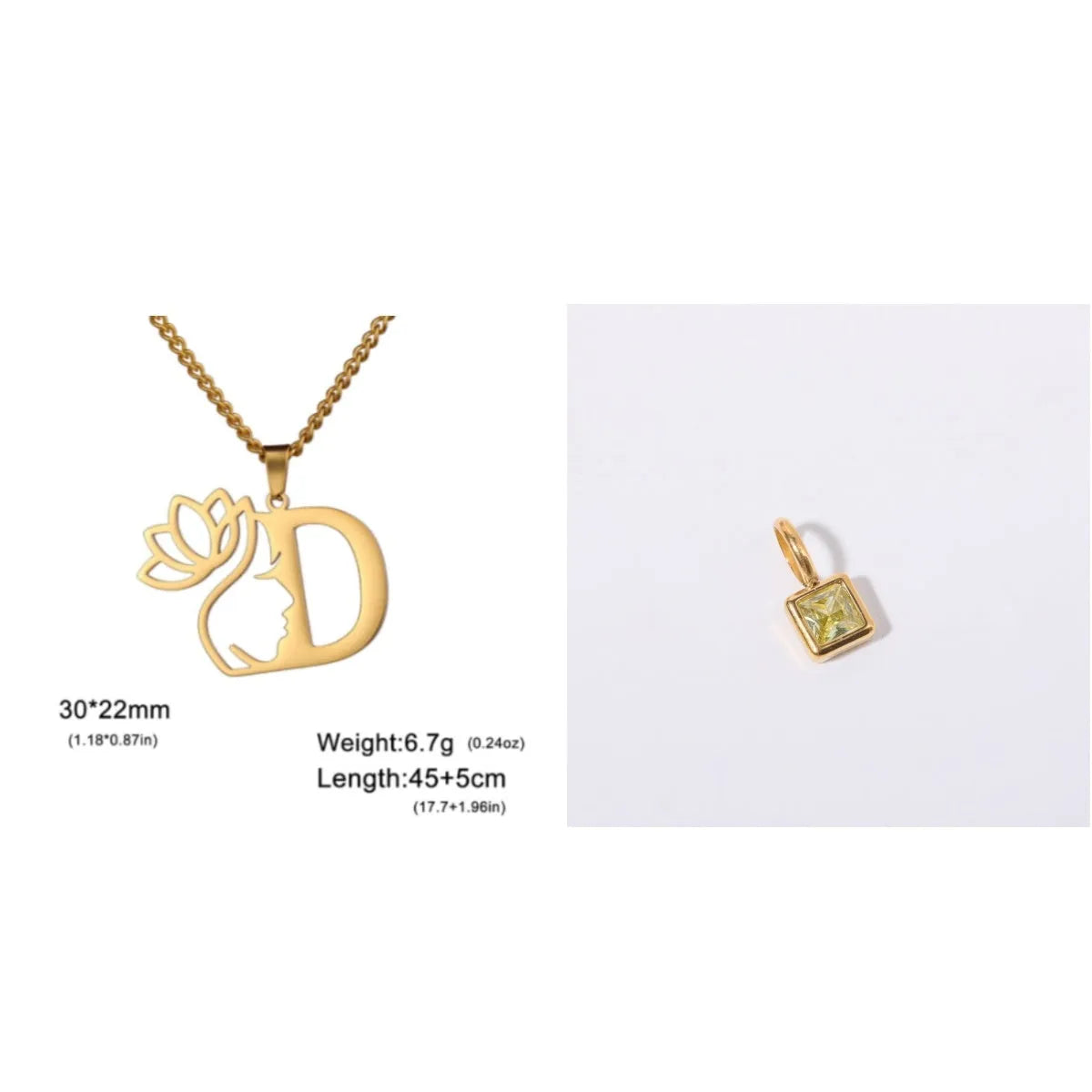 Stainless steel cross chain necklace with single pendant in gold or silver colour