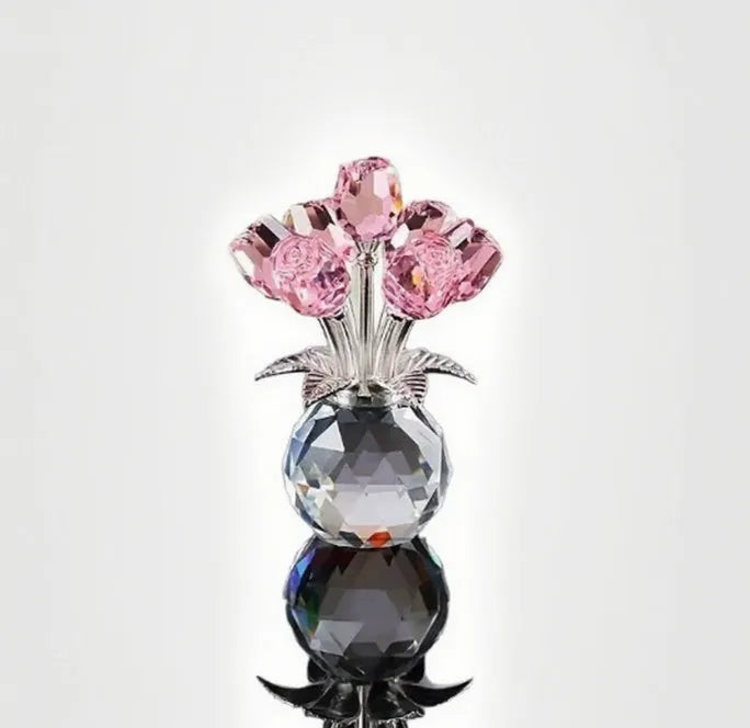 K9 crystal glass rose decoration in geometric shape with Chinese style design