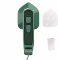 Dark green portable hanging steam iron machine with ceramic panel and compact design.