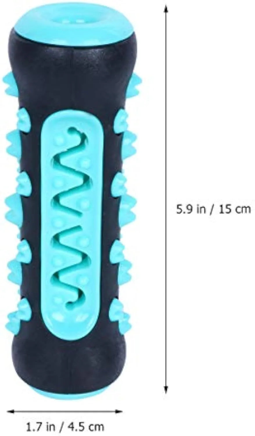 Natural rubber dog toothbrush chew toy in blue colour for dental cleaning and tartar removal