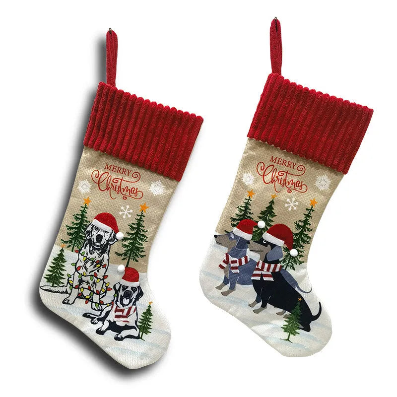 Cloth Christmas tree pendant gift bag in American style, 46cm long.