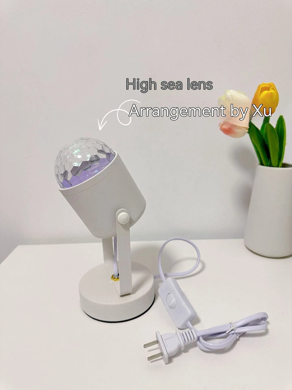 Water ripple projection atmosphere lamp showing light patterns in ceiling or desktop configuration