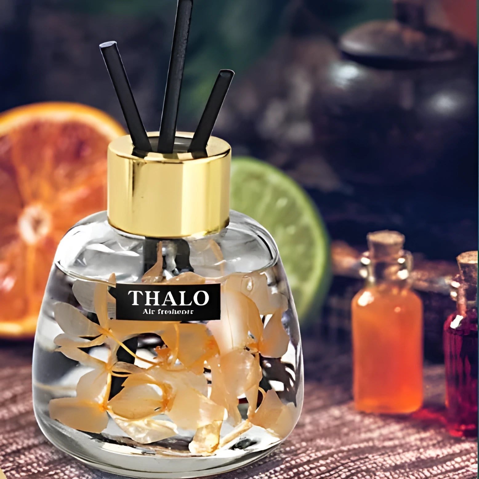 Glass car aromatherapy ornament in bottle shape for loose incense with six fragrance colour options