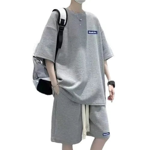 Waffle texture leisure sports suit with short sleeve top and matching shorts in multiple colours