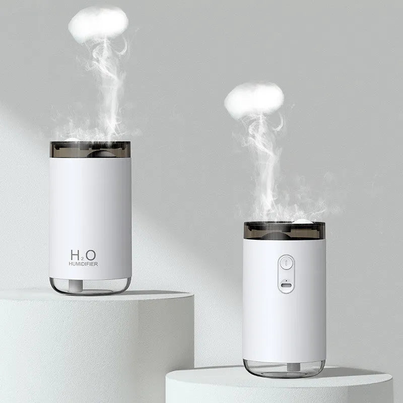 Jellyfish-shaped USB humidifier diffuser with warm night light in white pink or blue colour options