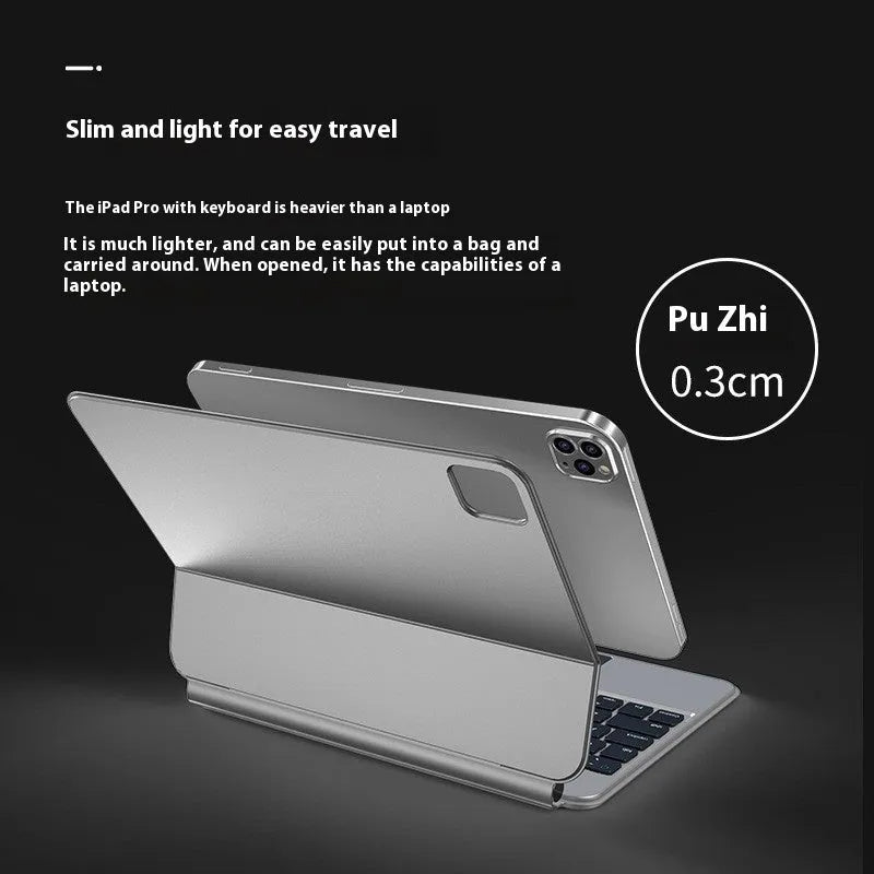 Suspension Magic Control magnetic Bluetooth keyboard case attached to an iPad Pro in black colour.