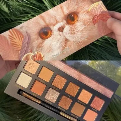 Twelve-colour animal theme eye shadow palette with shimmer and matte finishes