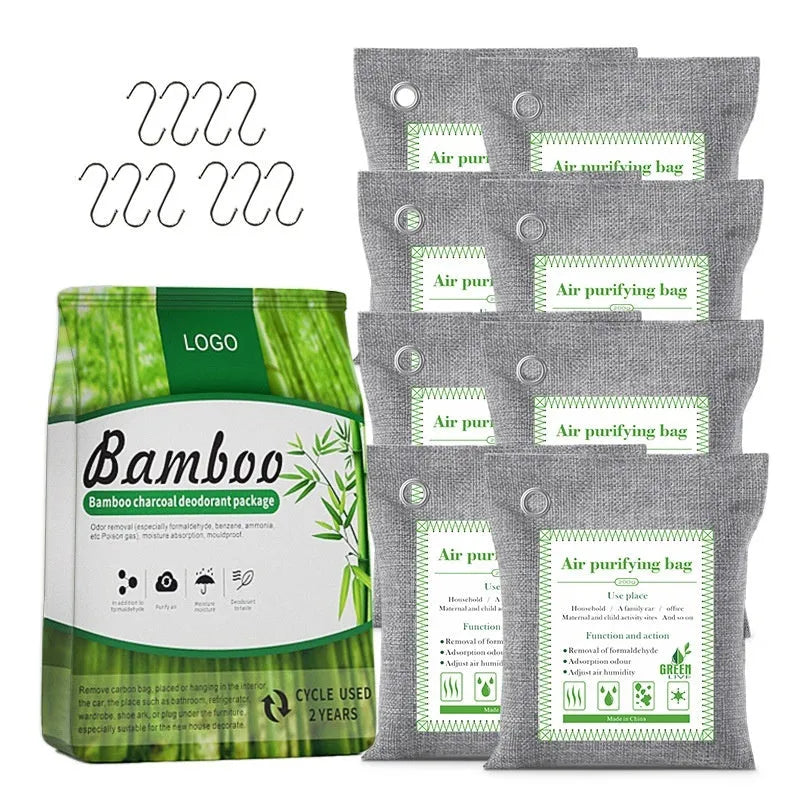 Bamboo charcoal wrapped activated carbon bags for formaldehyde removal in household settings