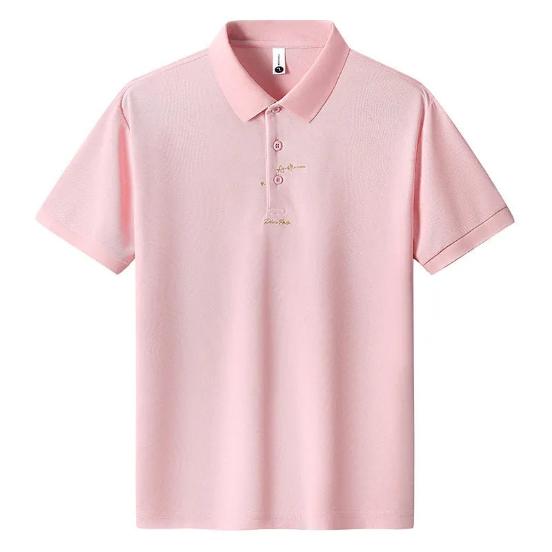 Men's loose-fit cotton T-shirt with a letter pattern, shown in one of six available colours.