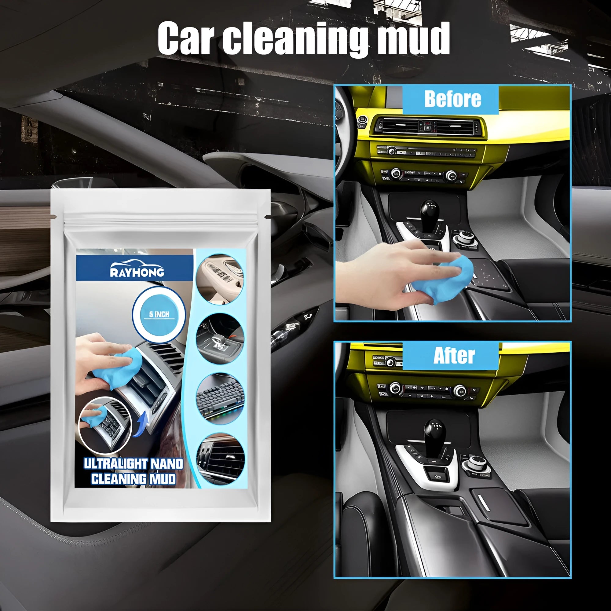 Car cleaning mud gel putty for dust removal from gaps and vents
