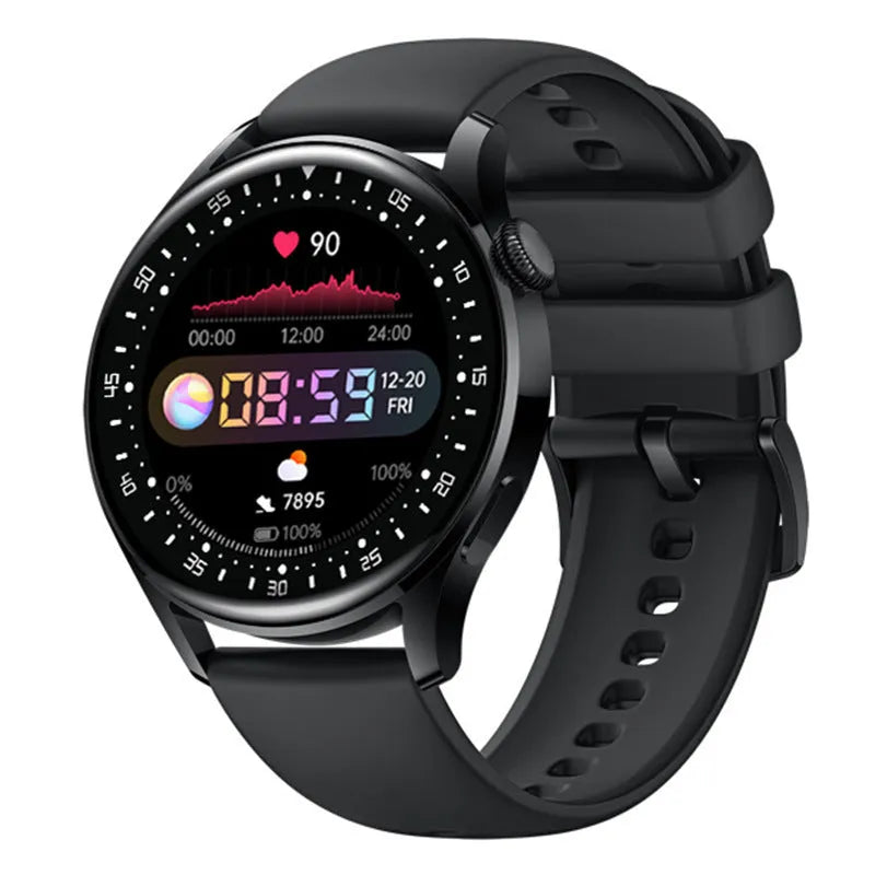 Smart health monitoring watch with 1.32 inch screen on silicone wristband in leather finish
