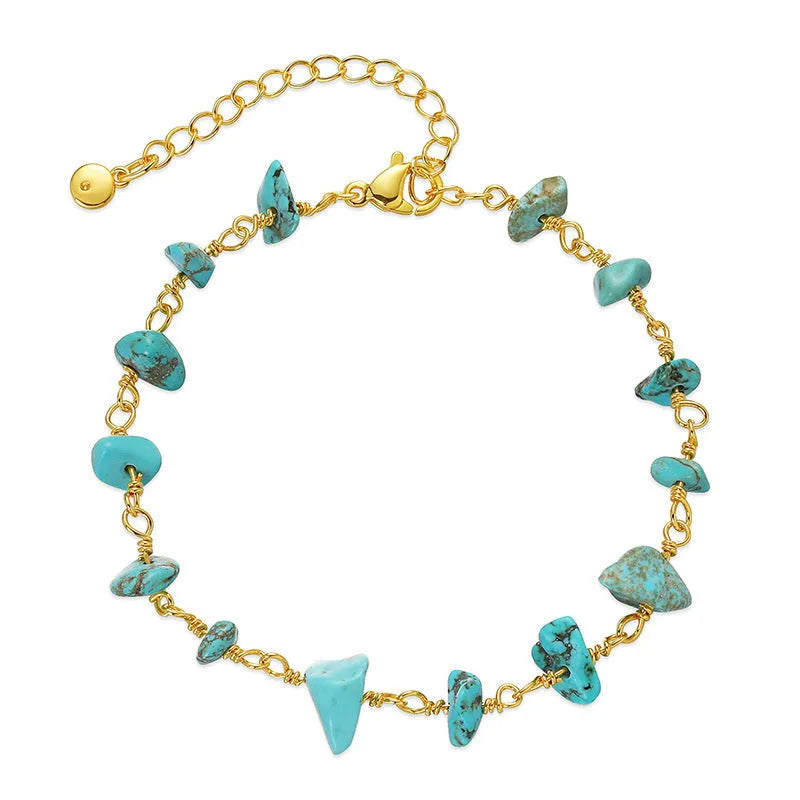 Geometric turquoise 18K copper women's bracelet with crystal accents