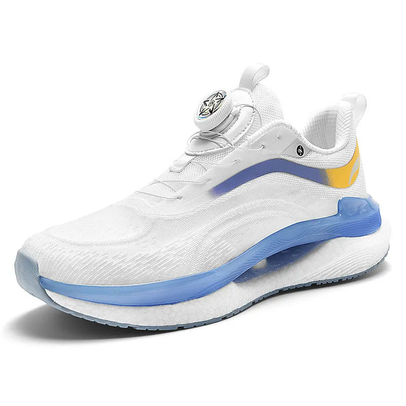 Men's high-top mesh running shoes in cotton candy colour with composite sole