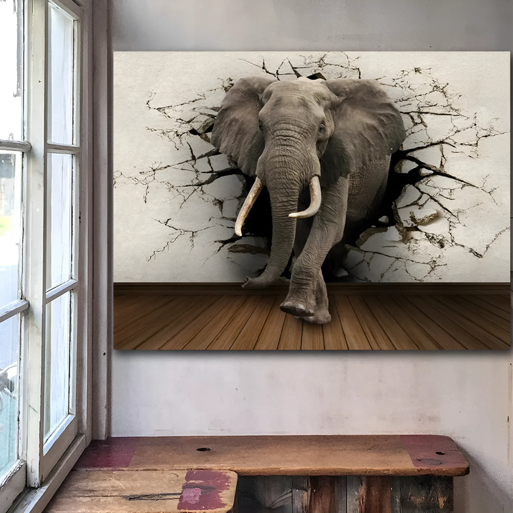 Frameless grey elephant canvas painting for living room wall decor